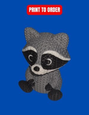 3D Printed Knitted Raccoon Novelty Textured Animal Decor